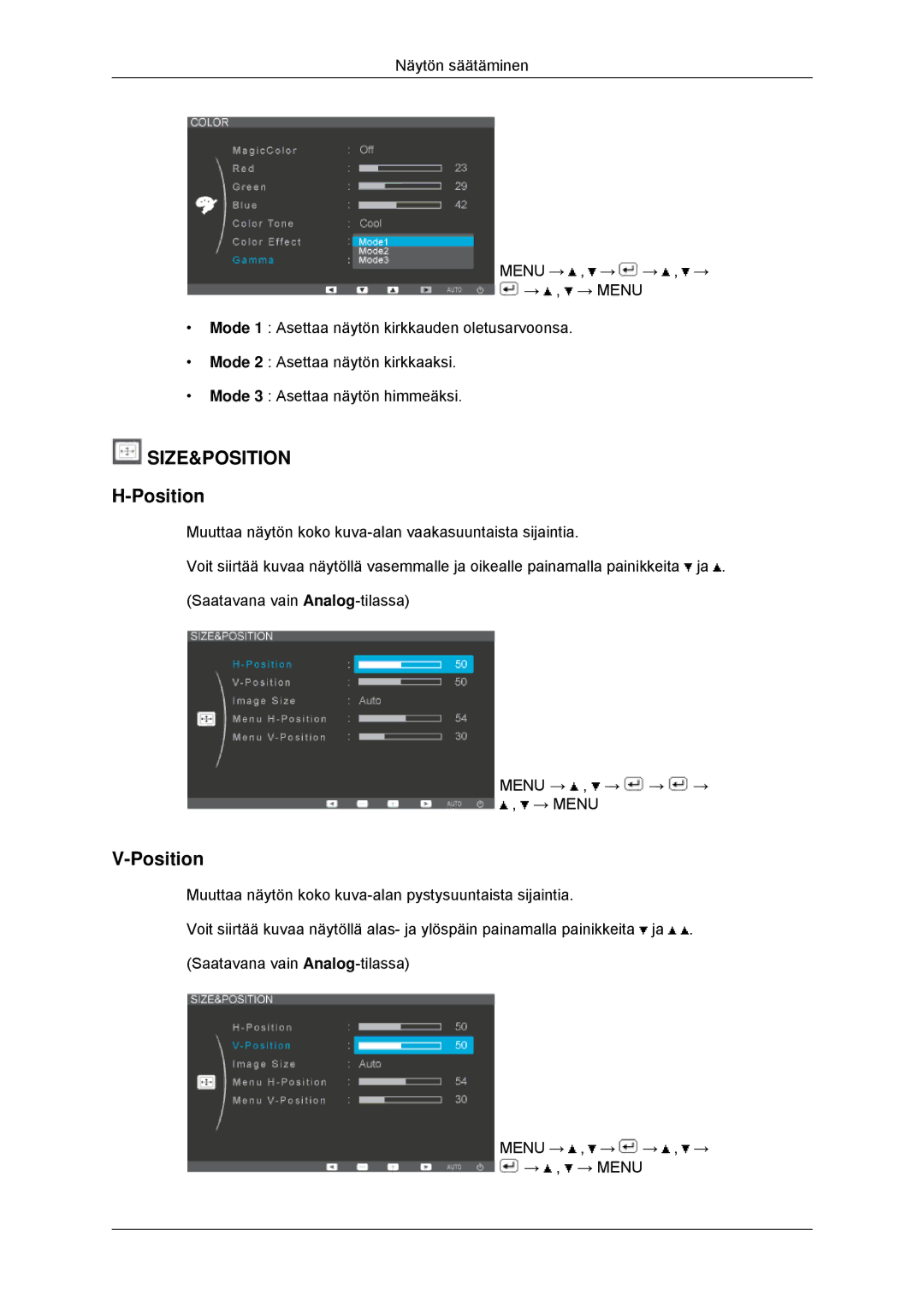 Samsung LS22EFHKFV/EN, LS23EFHKFV/EN manual Size&Position 