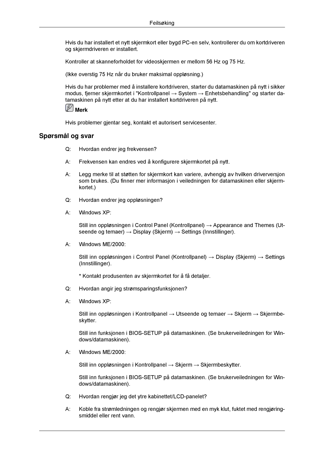 Samsung LS22EFHKFV/EN, LS23EFHKFV/EN manual Spørsmål og svar 