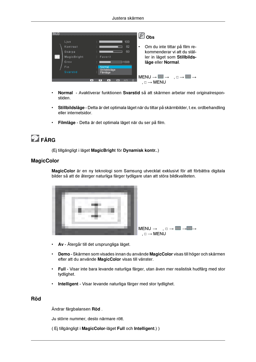 Samsung LS23EFHKFV/EN, LS22EFHKFV/EN manual MagicColor, Röd 