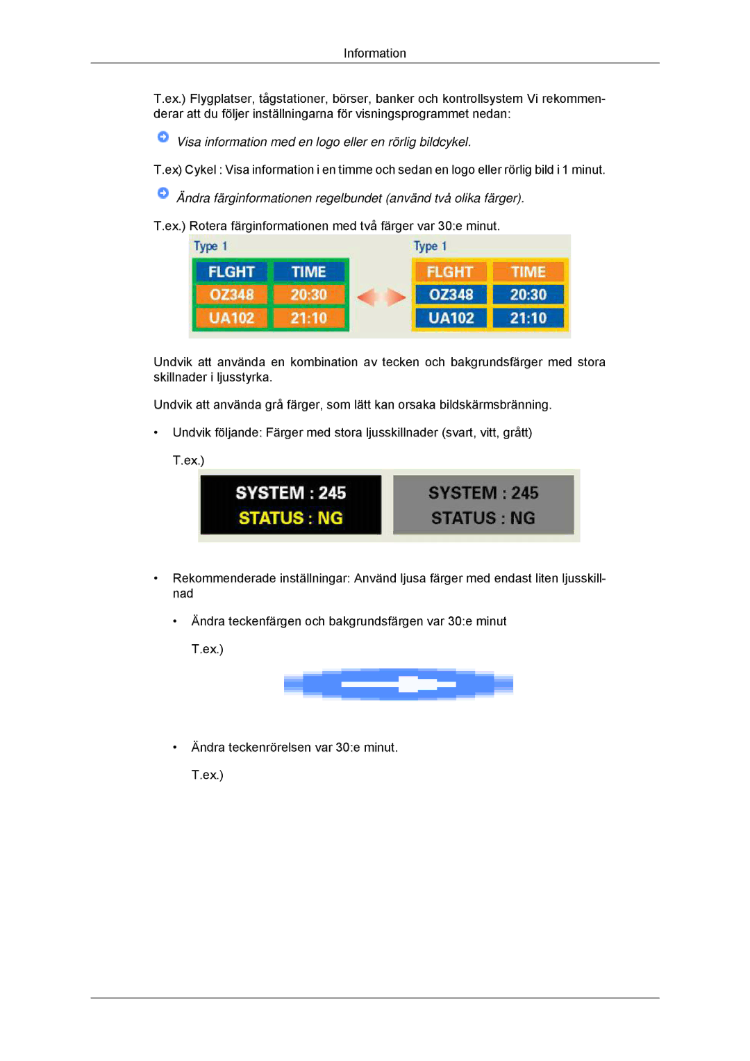 Samsung LS22EFHKFV/EN, LS23EFHKFV/EN manual Visa information med en logo eller en rörlig bildcykel 