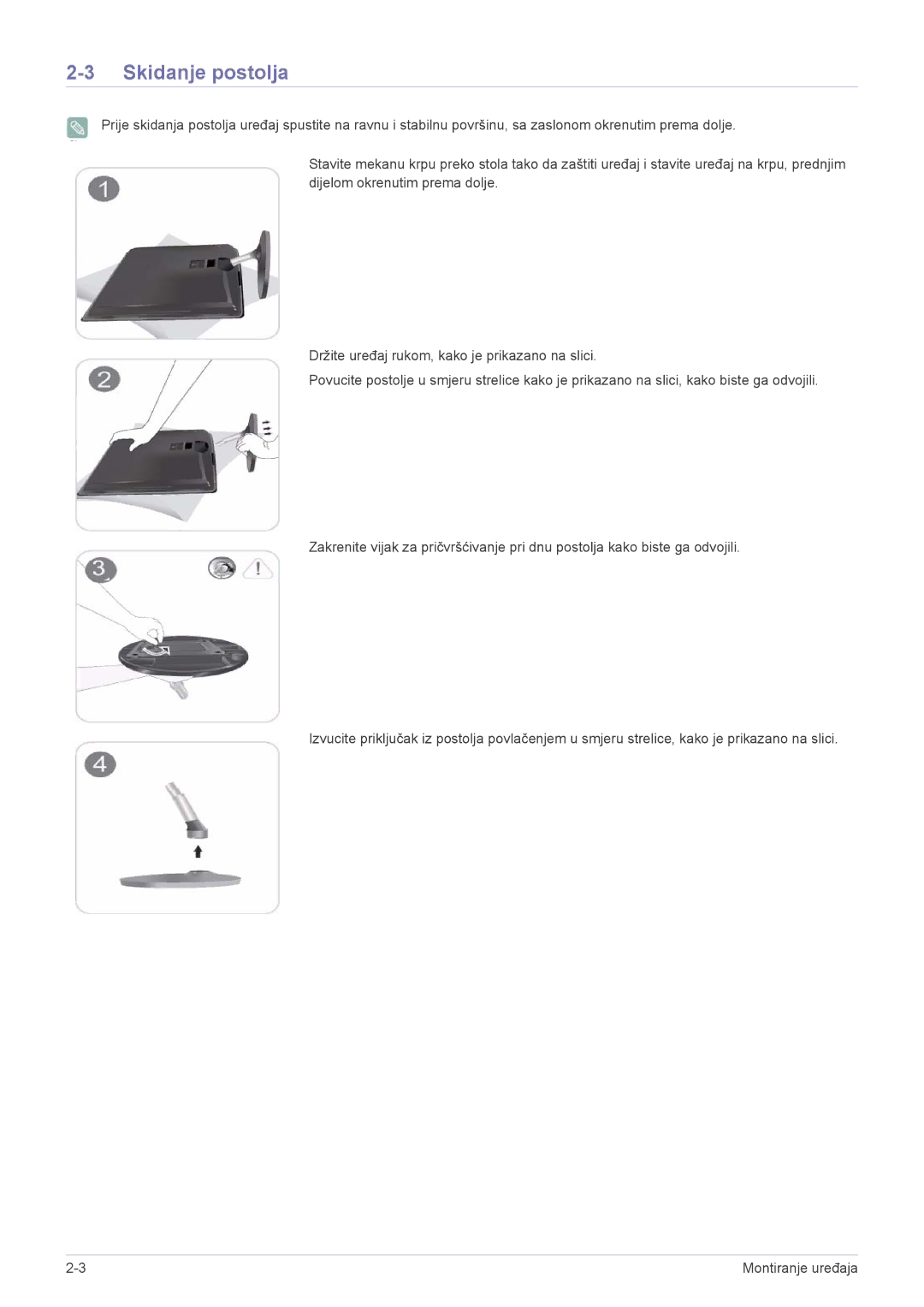 Samsung LS22EFVKUU/EN manual Skidanje postolja 