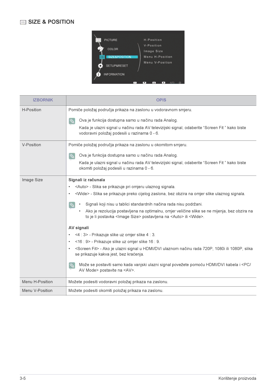 Samsung LS22EFVKUU/EN manual Signali iz računala, AV signali 