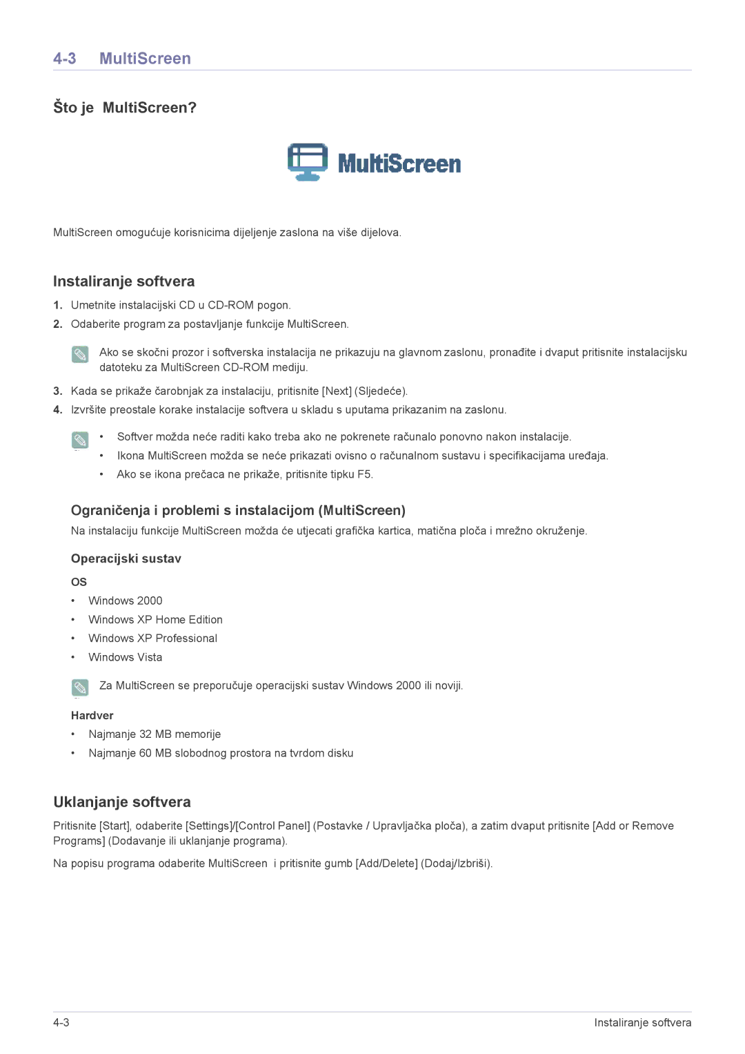 Samsung LS22EFVKUU/EN manual Što je MultiScreen? 