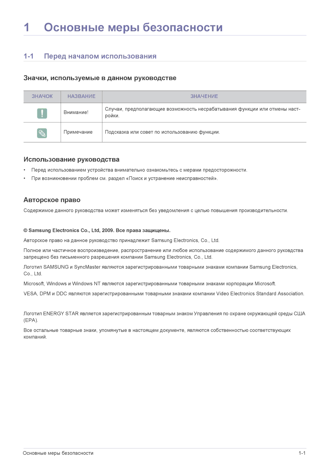 Samsung LS20EFVKUV/EN Основные меры безопасности, Перед началом использования, Значки, используемые в данном руководстве 