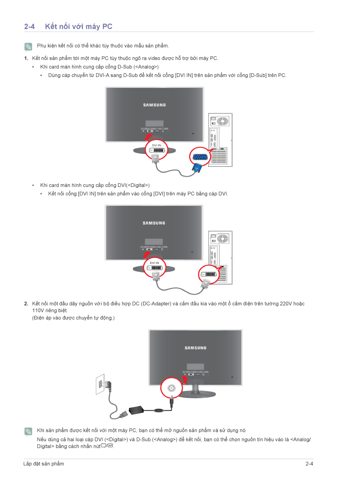 Samsung LS22EFVKUV/EN, LS20EFVKUV/ZA, LS20EFVKUVMXV manual Kết nối với máy PC 