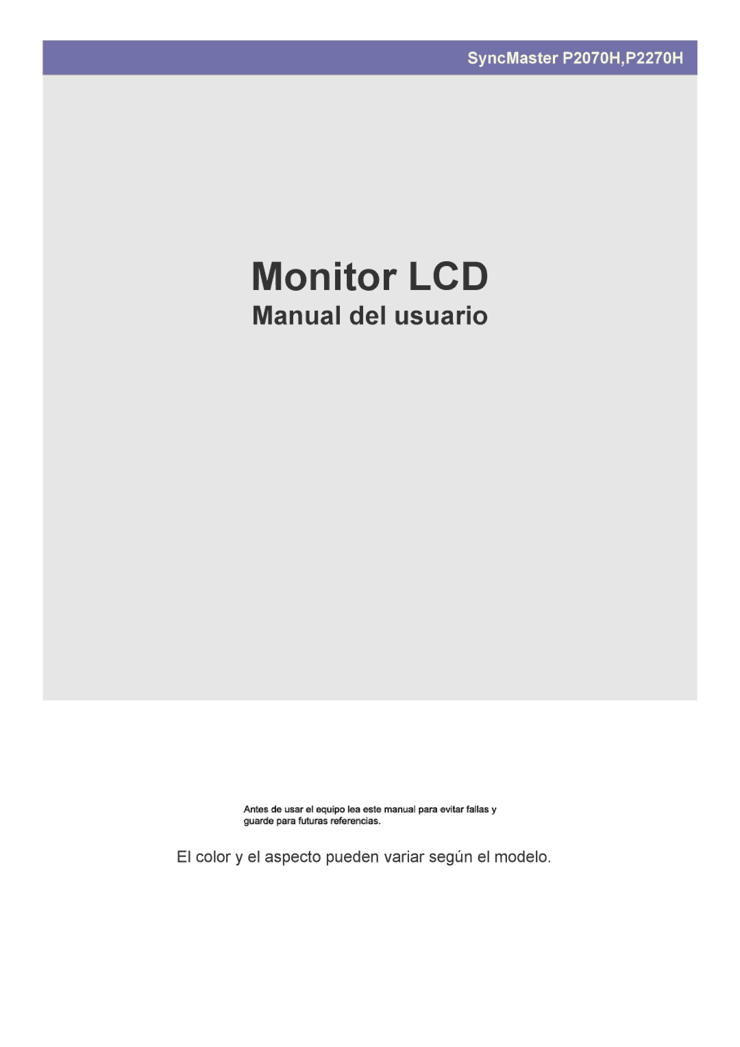 Samsung LS20EFVKUV/ZA, LS22EFVKUV/EN manual Monitor LCD 