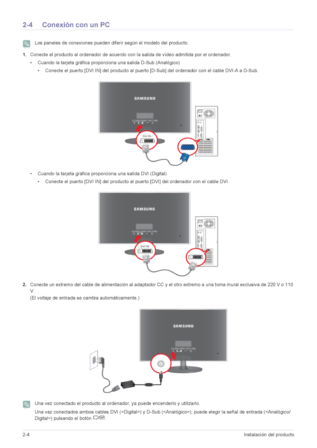 Samsung LS22EFVKUV/EN, LS20EFVKUV/ZA manual Conexión con un PC 