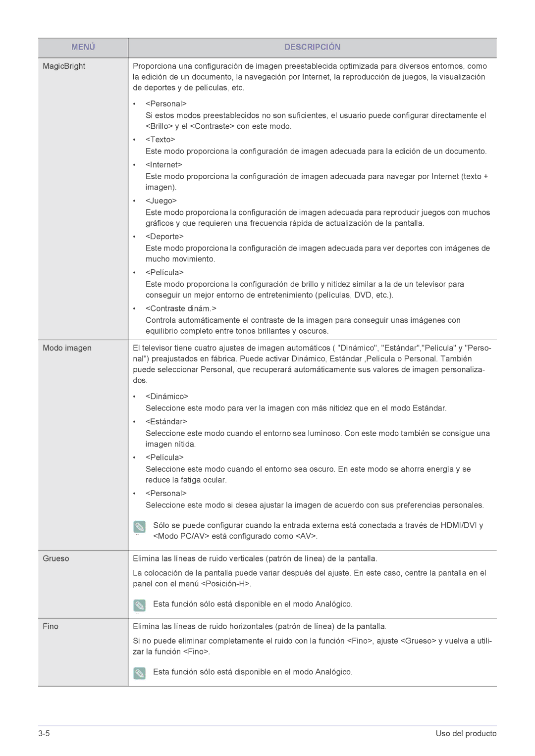 Samsung LS22EFVKUV/EN, LS20EFVKUV/ZA manual De deportes y de películas, etc 