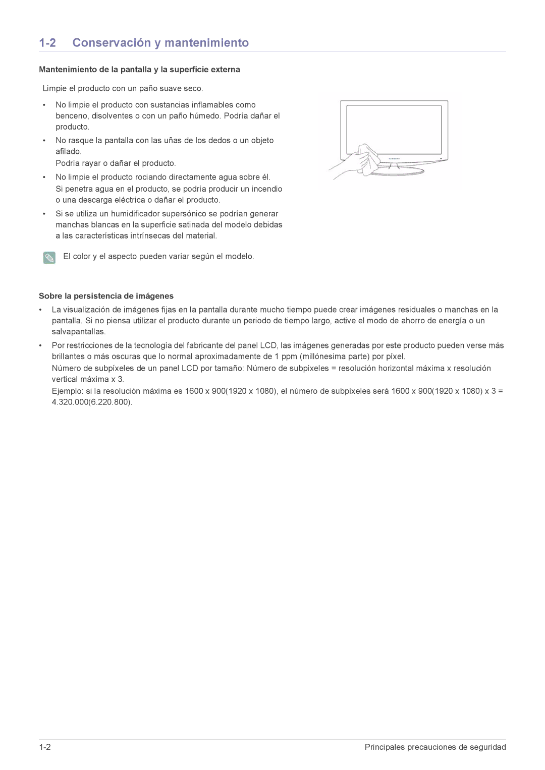 Samsung LS22EFVKUV/EN, LS20EFVKUV/ZA Conservación y mantenimiento, Mantenimiento de la pantalla y la superficie externa 