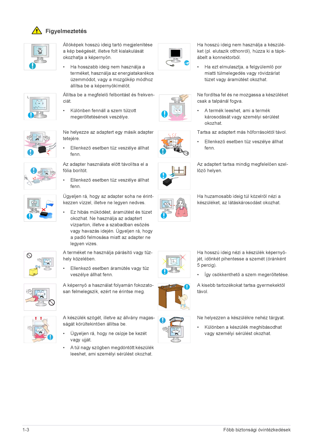 Samsung LS22EFVKUU/EN, LS22EFVKUV/EN, LS20EFVKUV/ZA manual Figyelmeztetés 