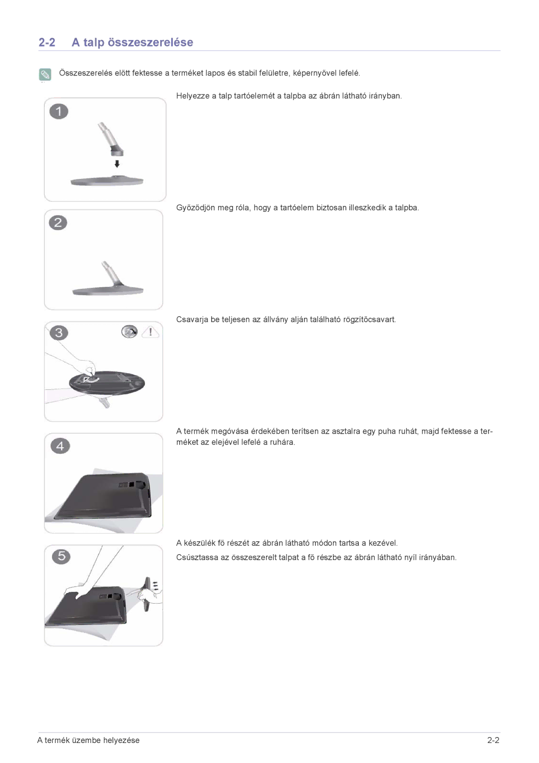 Samsung LS22EFVKUU/EN, LS22EFVKUV/EN, LS20EFVKUV/ZA manual Talp összeszerelése 