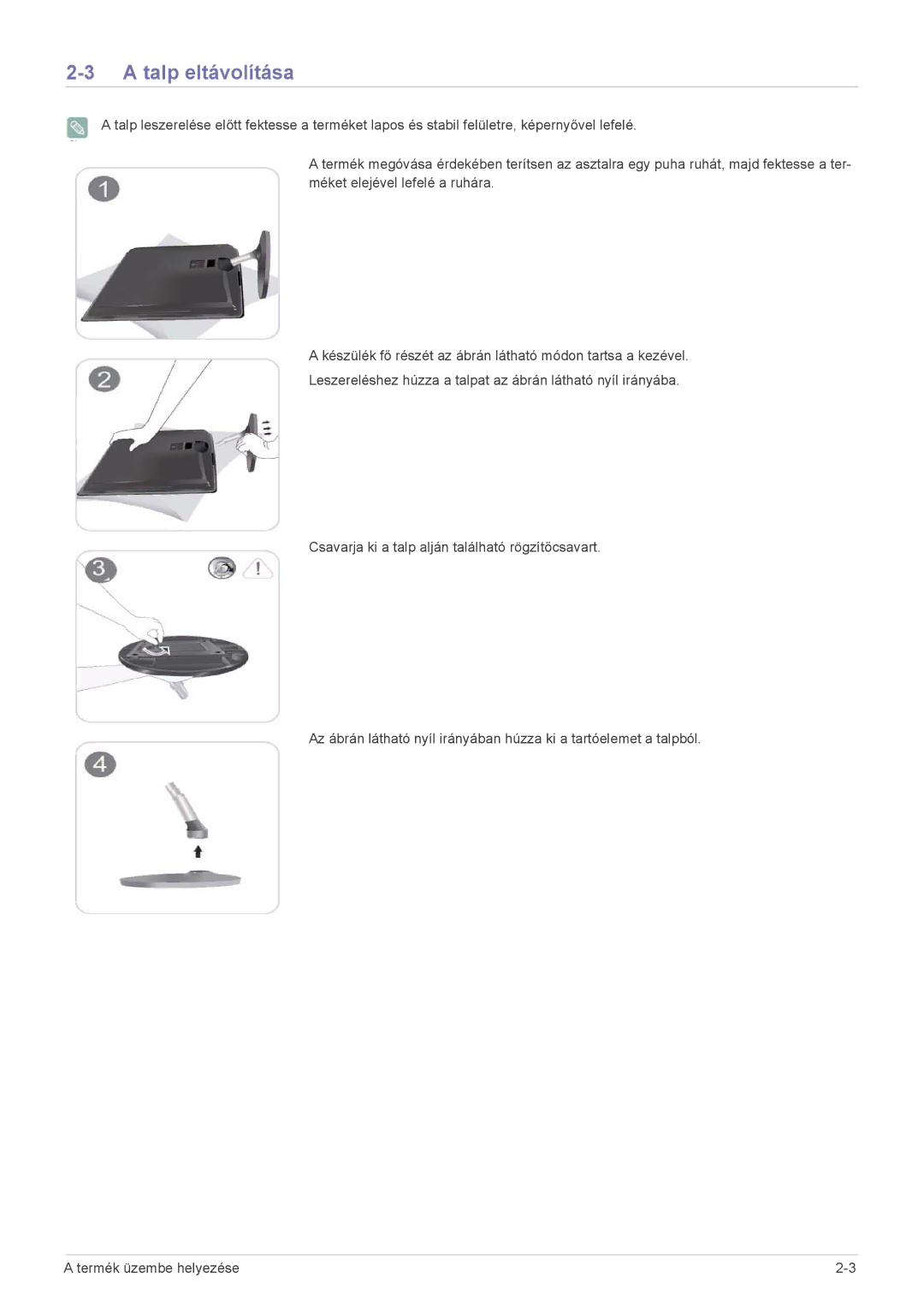 Samsung LS22EFVKUV/EN, LS22EFVKUU/EN, LS20EFVKUV/ZA manual Talp eltávolítása 