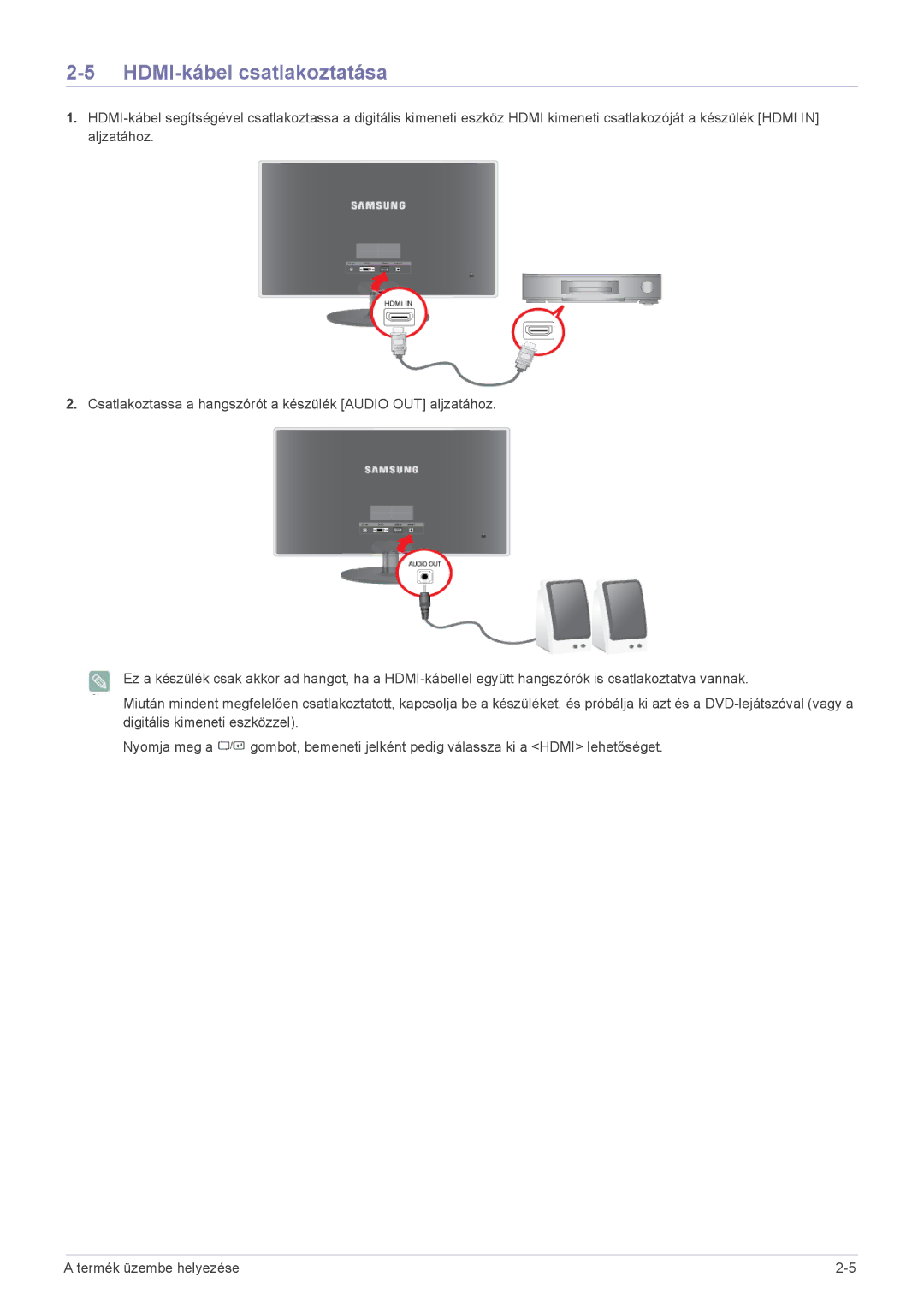 Samsung LS20EFVKUV/ZA, LS22EFVKUV/EN, LS22EFVKUU/EN manual HDMI-kábel csatlakoztatása 