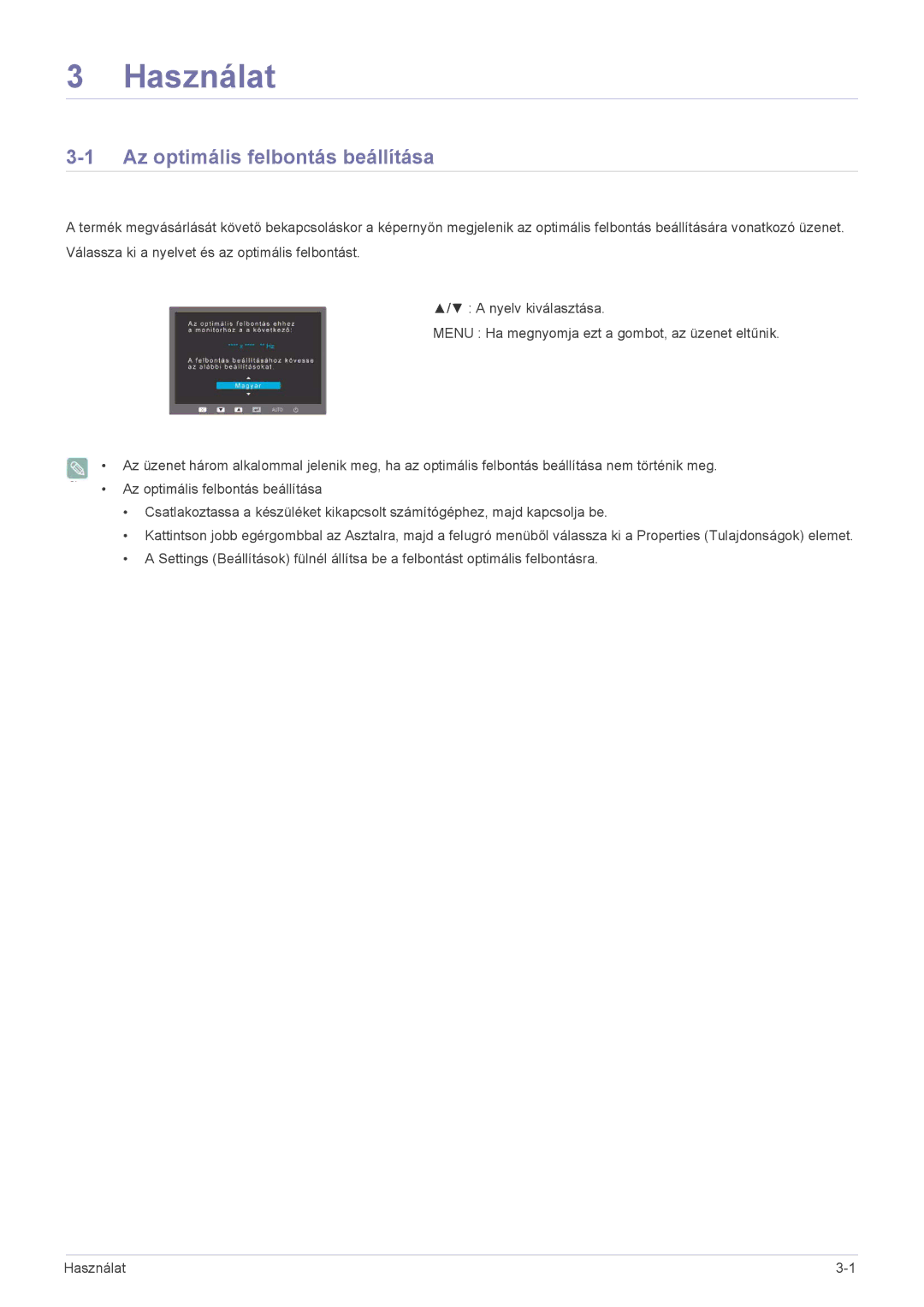 Samsung LS22EFVKUU/EN, LS22EFVKUV/EN, LS20EFVKUV/ZA manual Használat, Az optimális felbontás beállítása 