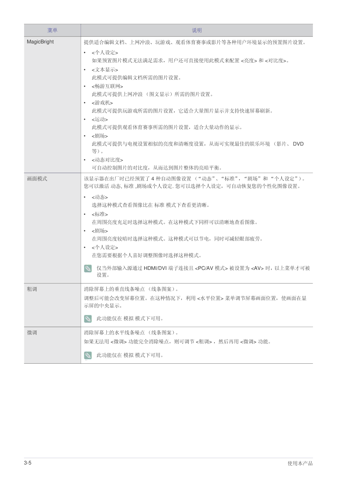 Samsung LS22EFVKUV/EN, LS22EFVKUU/EN, LS20EFVKUV/ZA manual 提供适合编辑文档、上网冲浪、玩游戏、观看体育赛事或影片等各种用户环境显示的预置图片设置。 