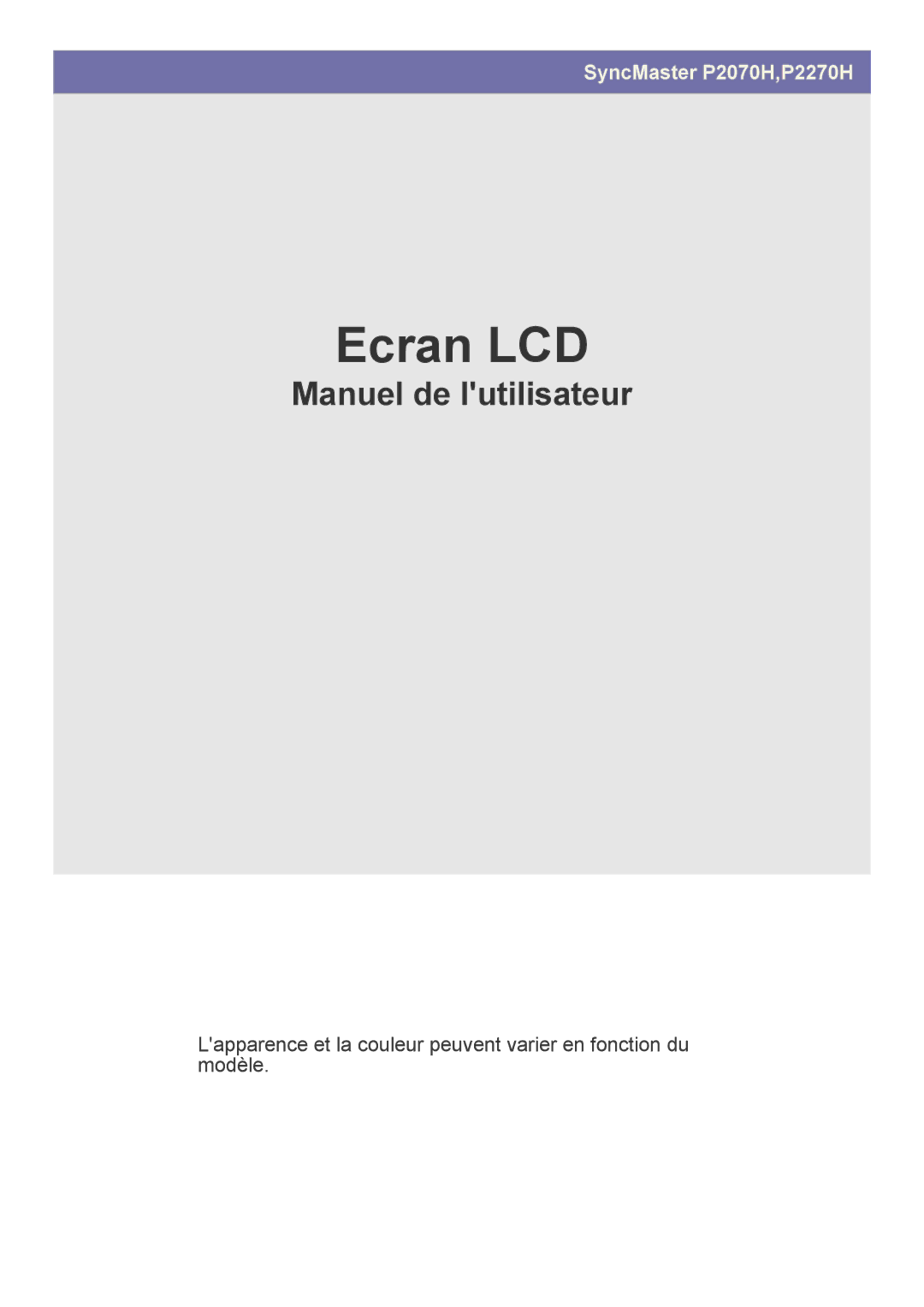 Samsung LS22EFVKUU/EN, LS22EFVKUV/EN manual Ecran LCD 