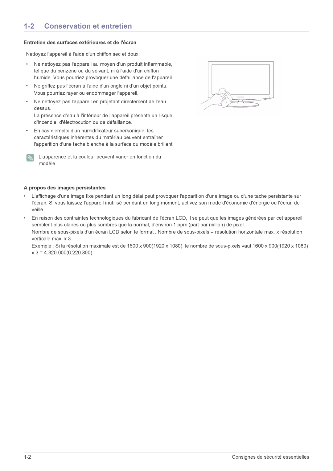 Samsung LS22EFVKUV/EN, LS22EFVKUU/EN manual Conservation et entretien, Entretien des surfaces extérieures et de lécran 