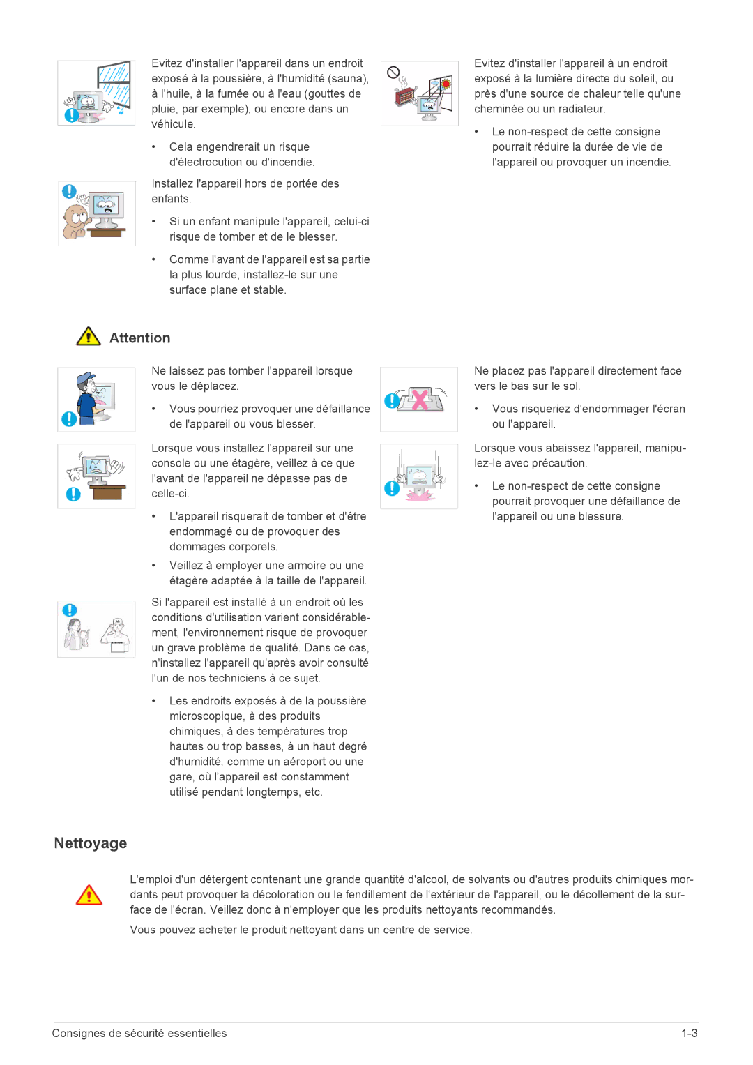 Samsung LS22EFVKUU/EN, LS22EFVKUV/EN manual Nettoyage 