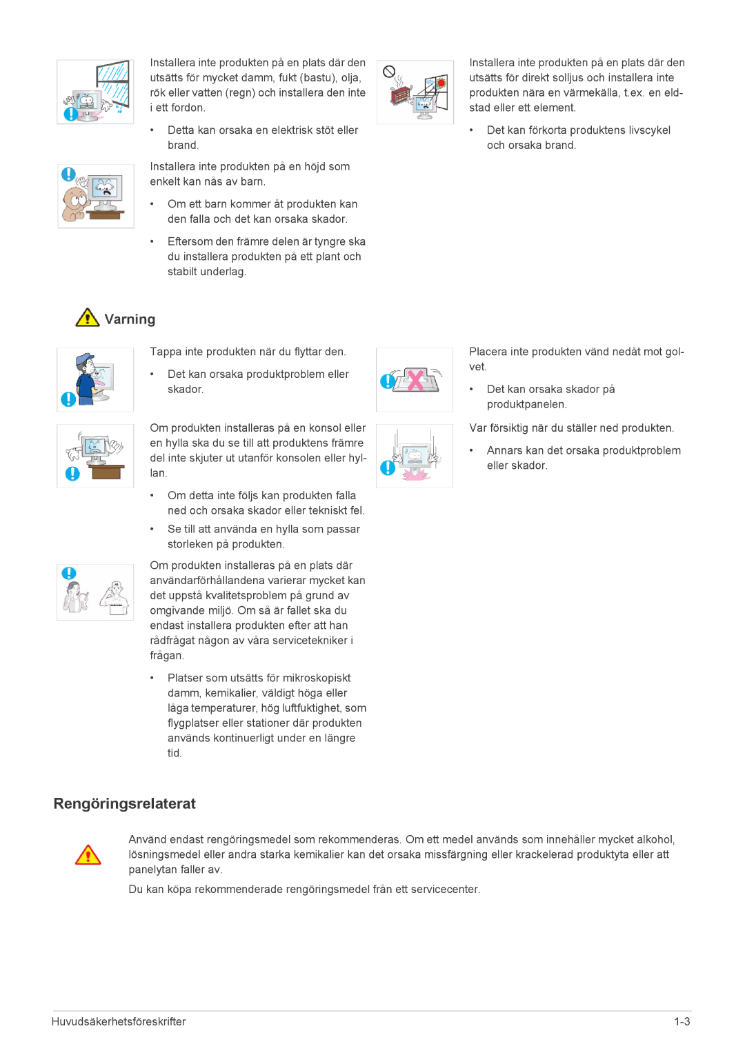 Samsung LS22EFVKUV/EN manual Rengöringsrelaterat 