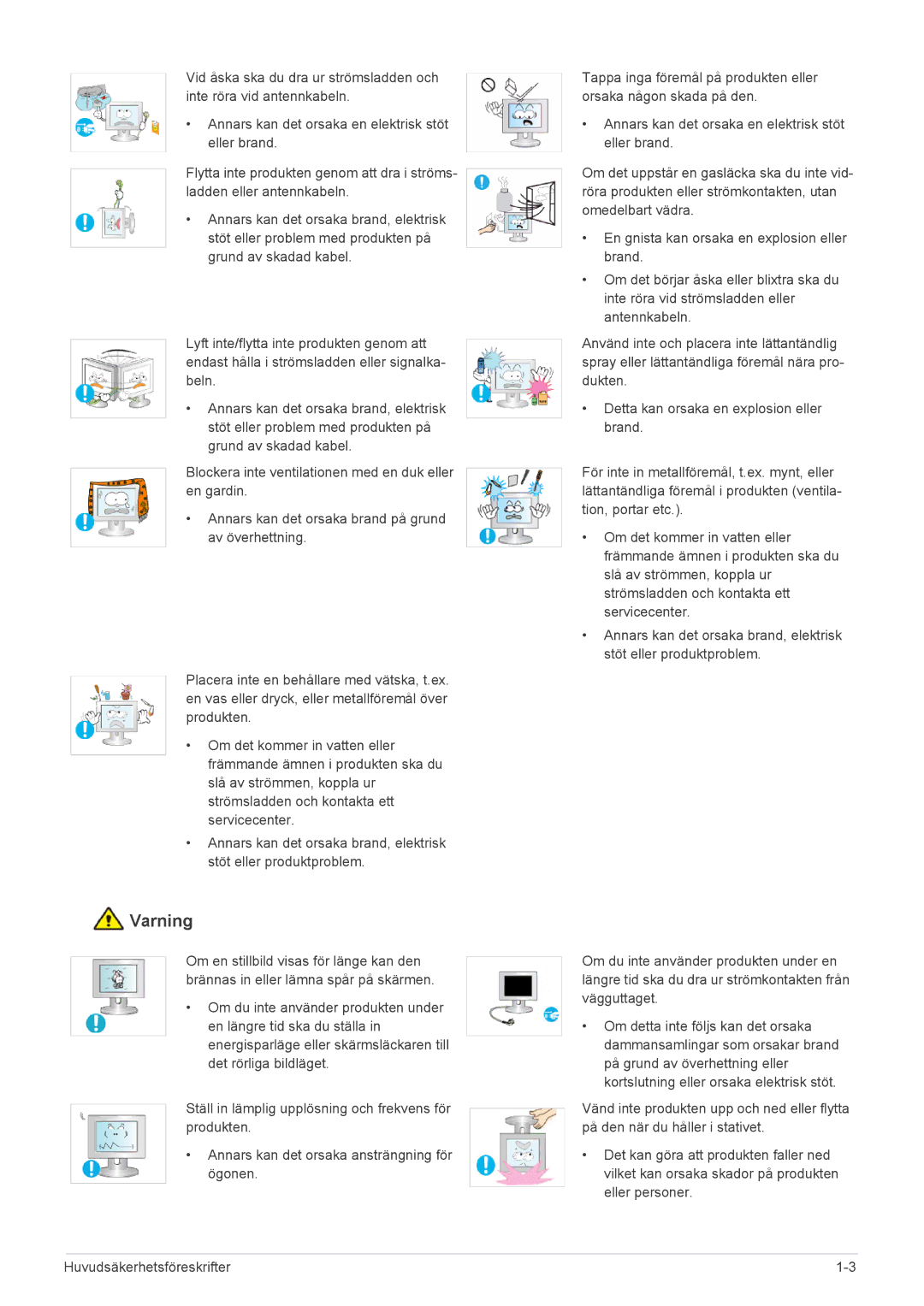 Samsung LS22EFVKUV/EN manual Varning 