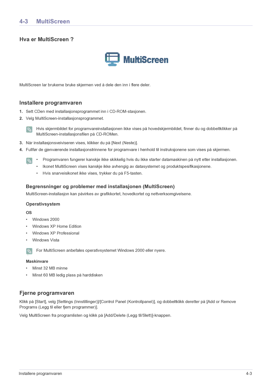 Samsung LS22EFVKUV/EN manual Hva er MultiScreen ? 