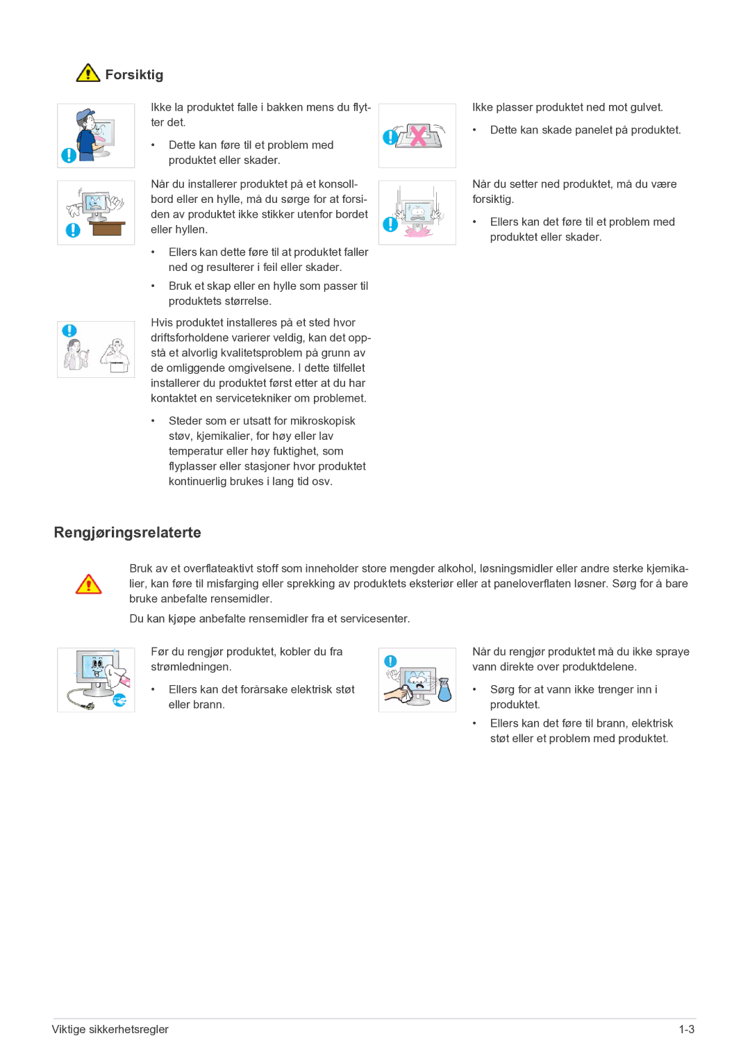 Samsung LS22EFVKUV/EN manual Rengjøringsrelaterte 