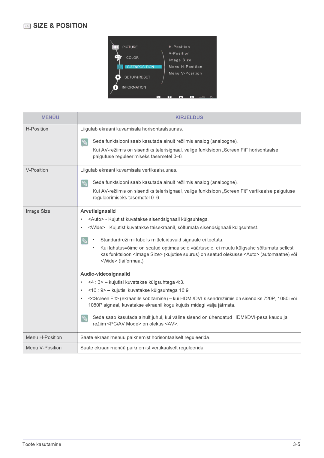 Samsung LS22EFVKUV/EN manual Arvutisignaalid, Audio-videosignaalid 