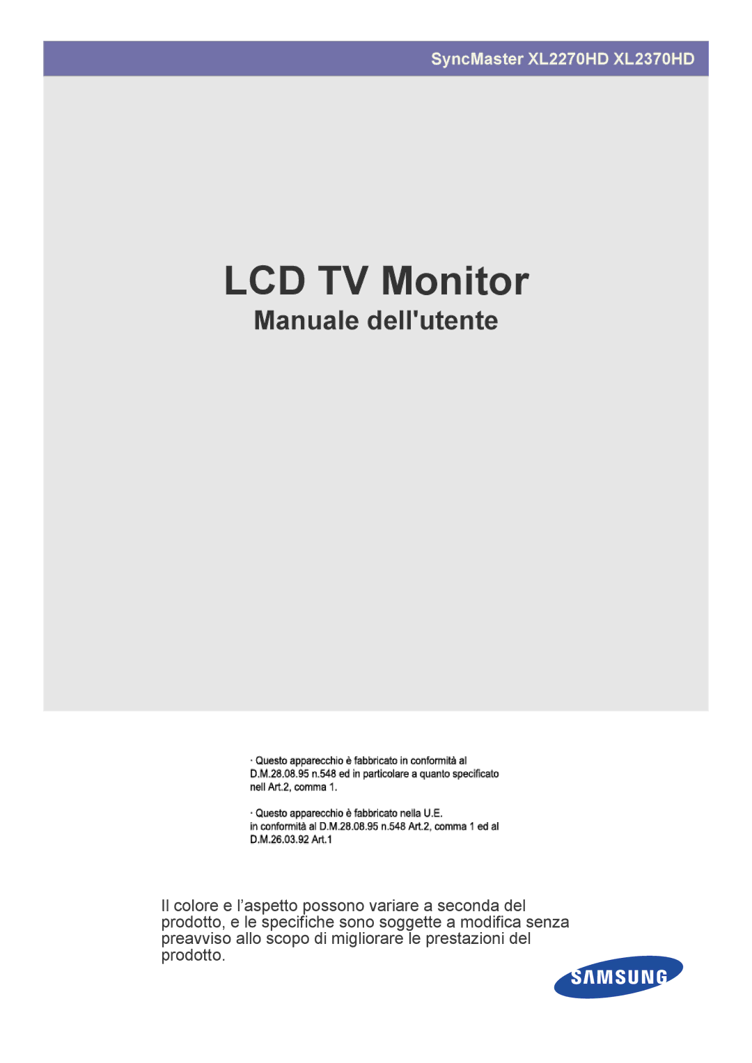 Samsung LS23ELDKF/EN, LS22ELDKF/EN manual LCD TV Monitor 