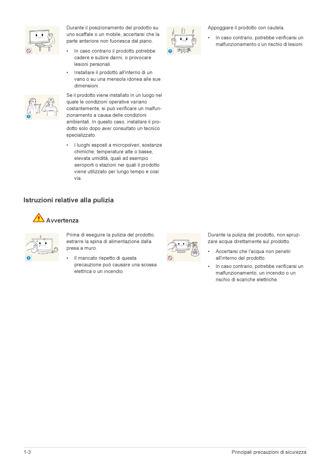 Samsung LS22ELDKF/EN, LS23ELDKF/EN manual Istruzioni relative alla pulizia 