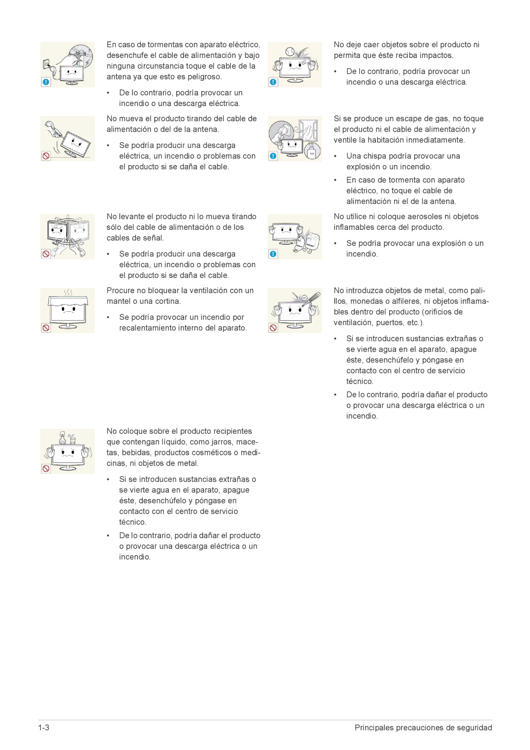 Samsung LS22ELDKF/EN, LS23ELDKF/EN manual Principales precauciones de seguridad 