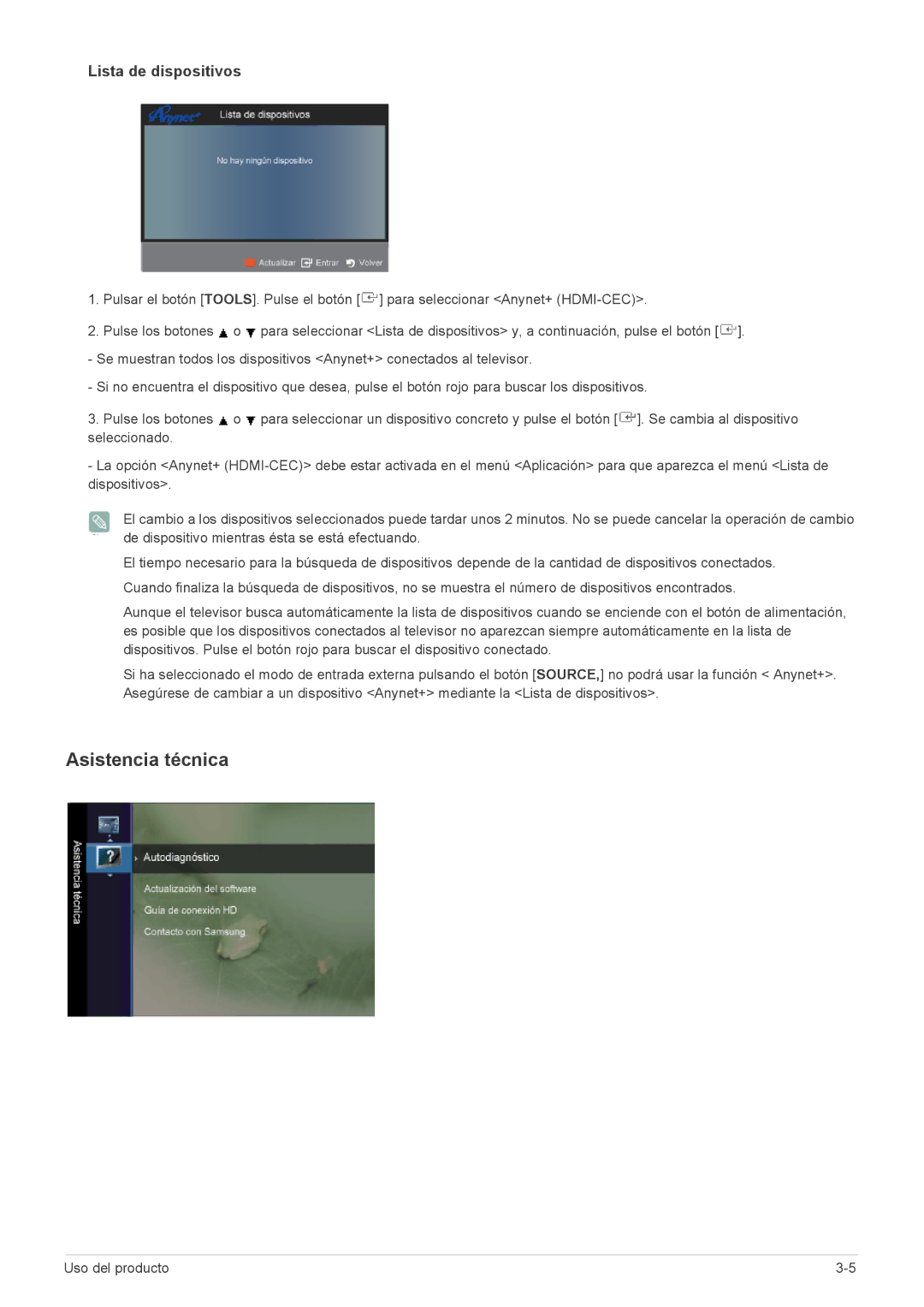 Samsung LS23ELDKF/EN, LS22ELDKF/EN manual Asistencia técnica, Lista de dispositivos 