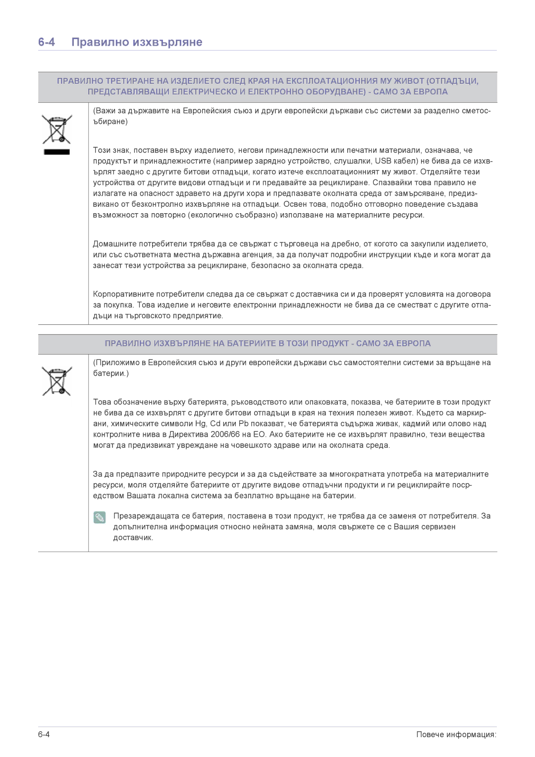 Samsung LS23ELDKF/EN, LS22ELDKF/EN manual Правилно изхвърляне 