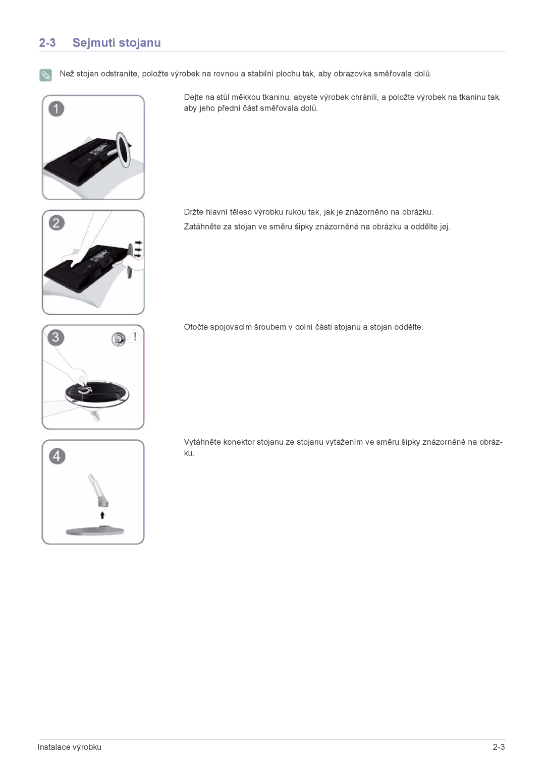 Samsung LS23ELDKF/EN, LS22ELDKF/EN manual Sejmutí stojanu 