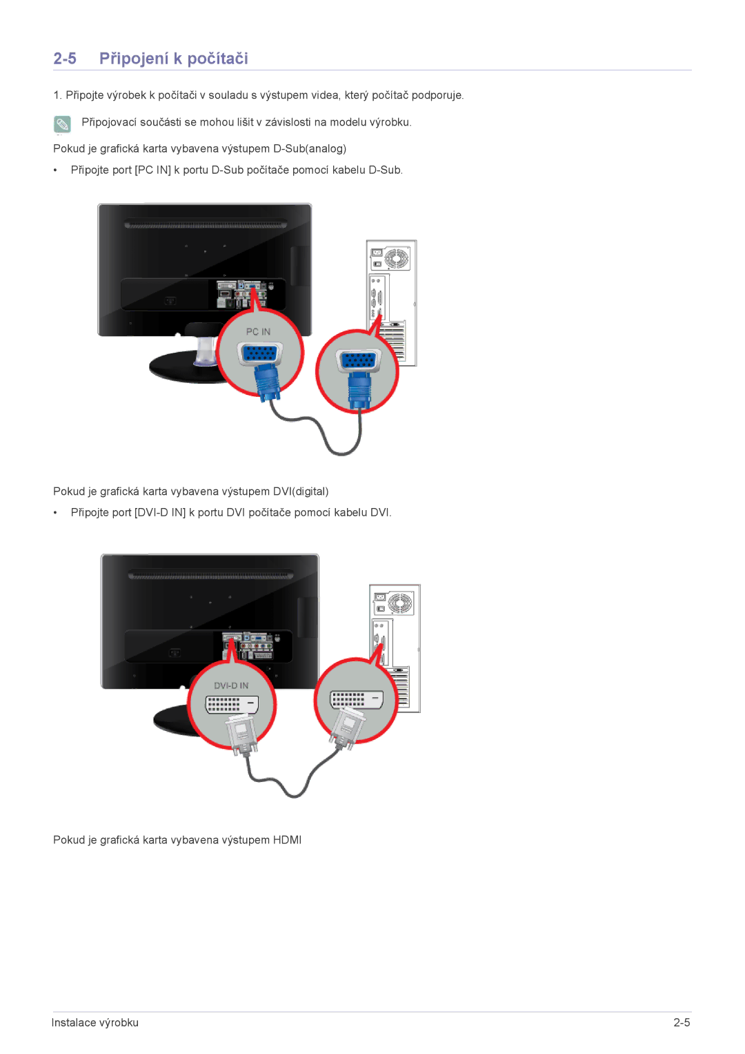 Samsung LS23ELDKF/EN, LS22ELDKF/EN manual Připojení k počítači 