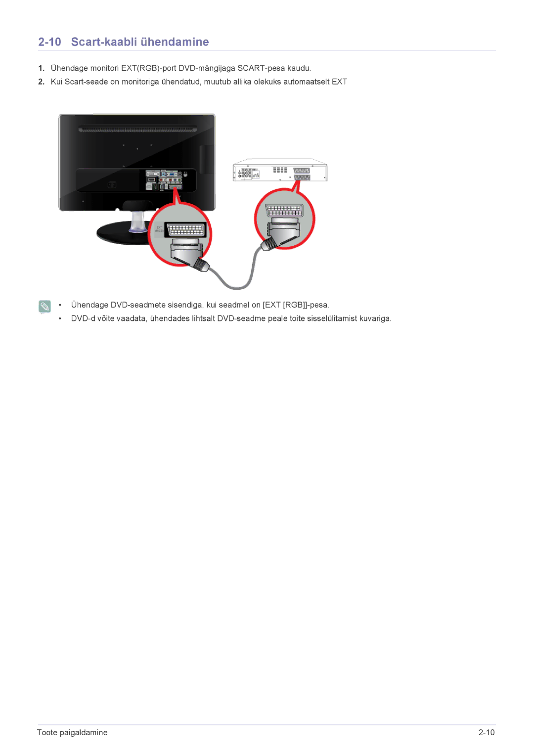 Samsung LS23ELDKF/EN, LS22ELDKF/EN manual Scart-kaabli ühendamine 