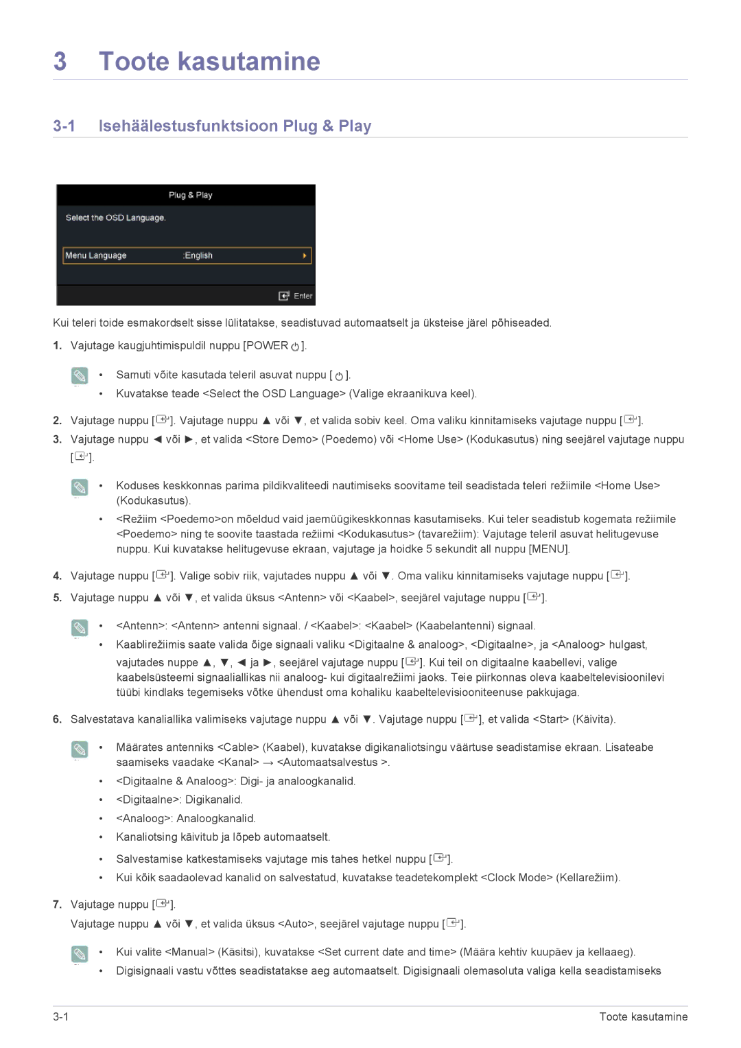 Samsung LS22ELDKF/EN, LS23ELDKF/EN manual Toote kasutamine, Isehäälestusfunktsioon Plug & Play 