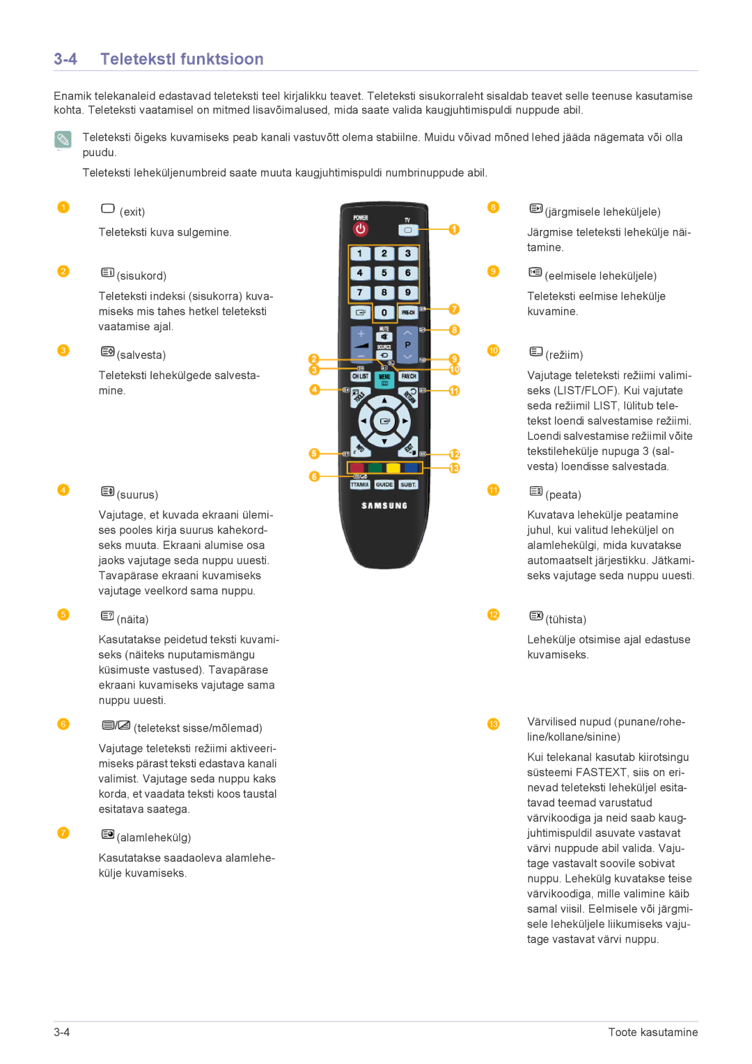 Samsung LS22ELDKF/EN, LS23ELDKF/EN manual TeletekstI funktsioon, Peata 