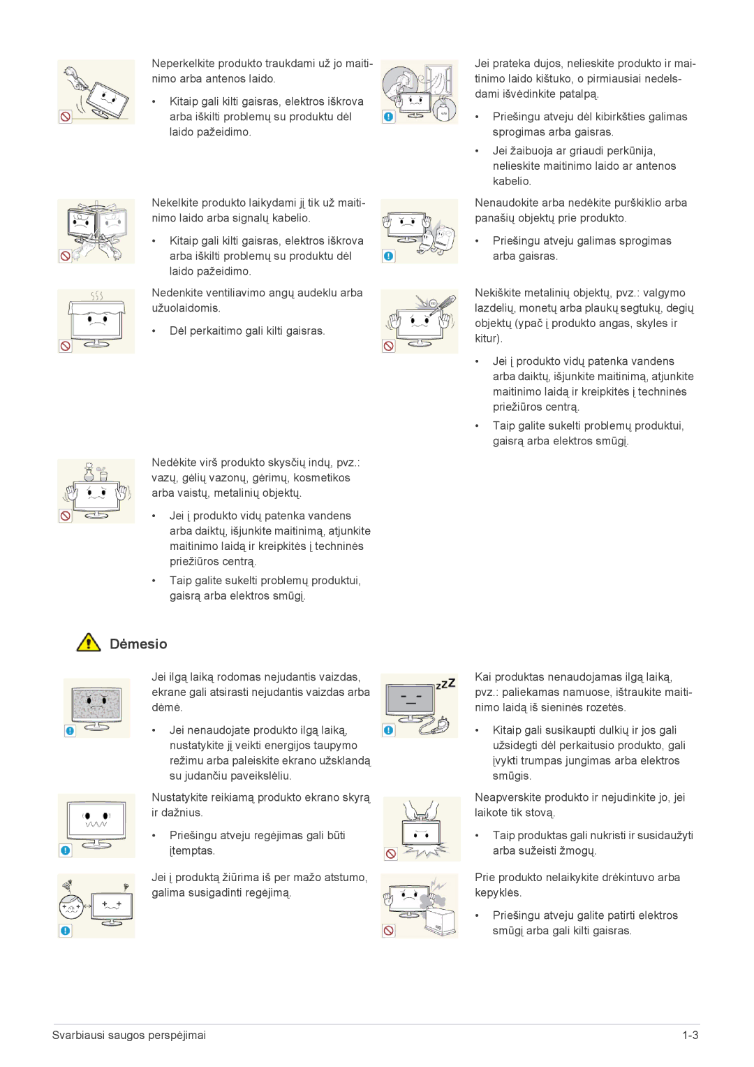 Samsung LS23ELDKF/EN, LS22ELDKF/EN manual Dėmesio 