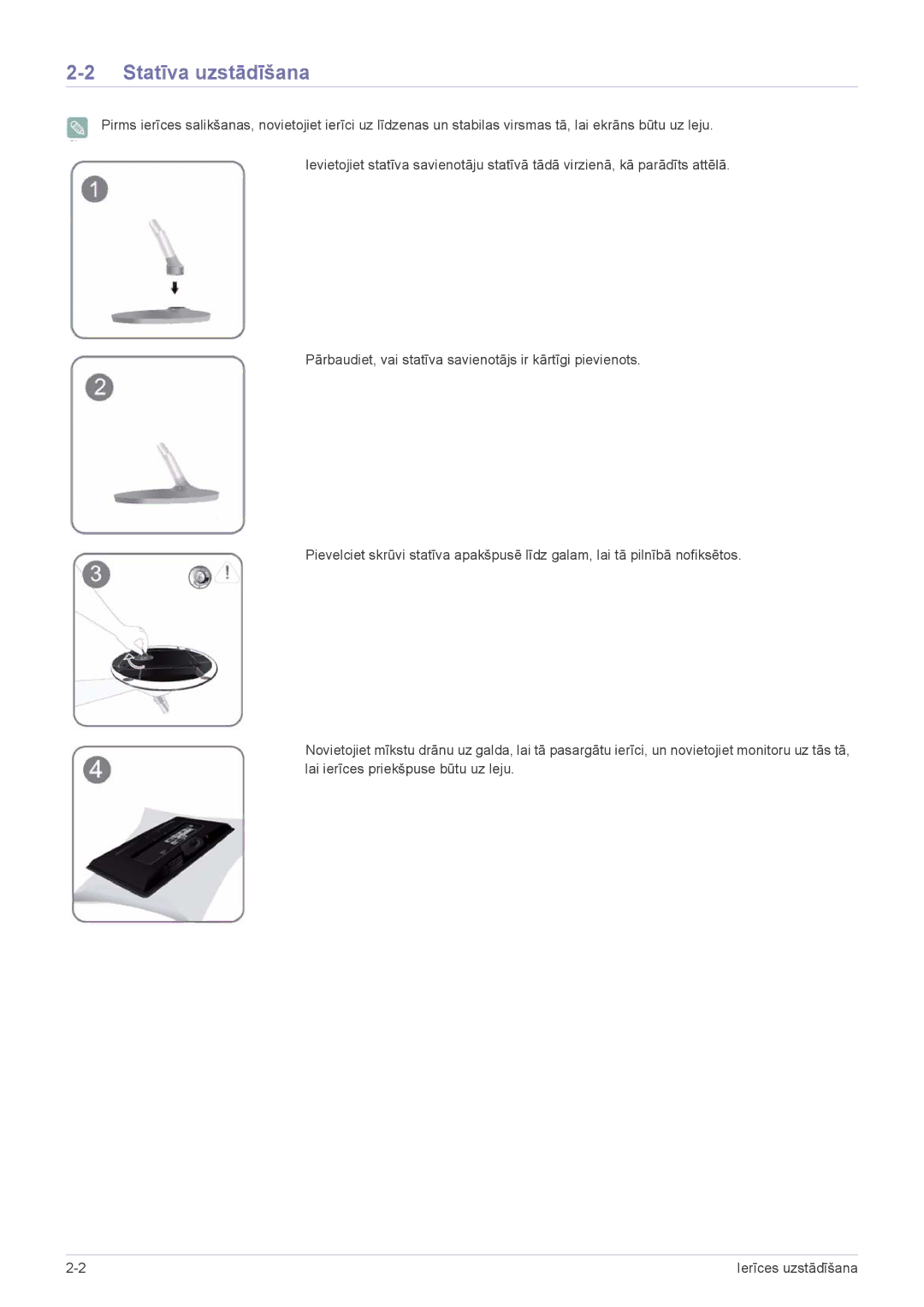 Samsung LS22ELDKF/EN, LS23ELDKF/EN manual Statīva uzstādīšana 