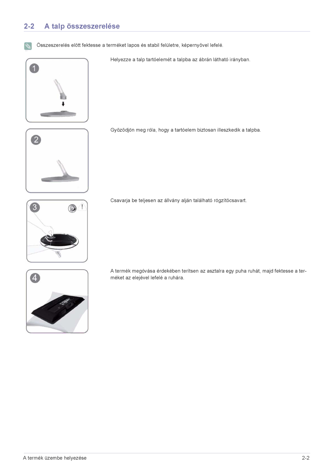 Samsung LS23ELDKF/EN, LS22ELDKF/EN manual Talp összeszerelése 