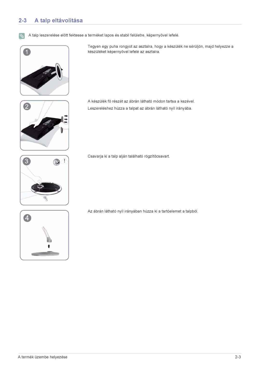 Samsung LS23ELDKF/EN, LS22ELDKF/EN manual Talp eltávolítása 