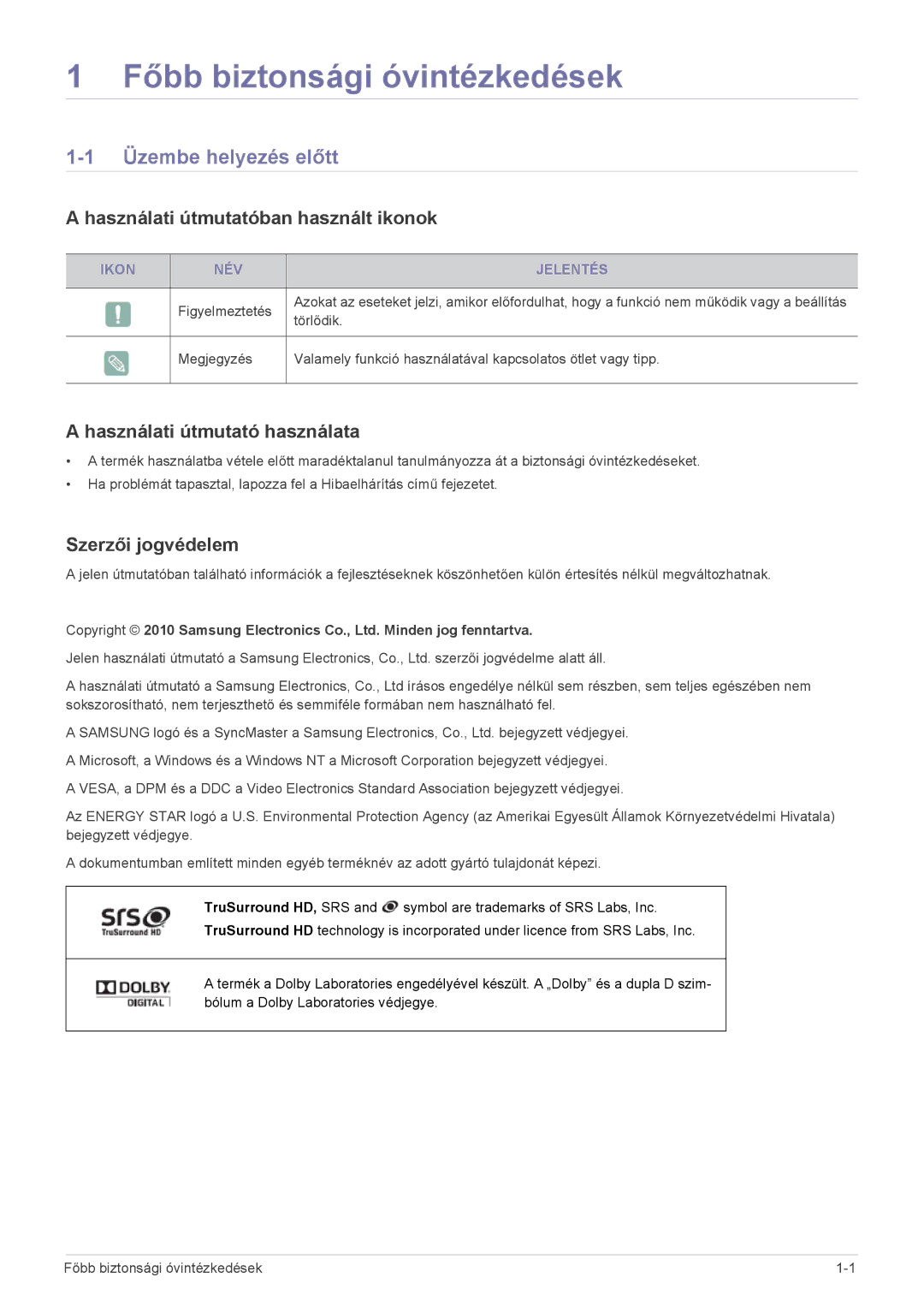 Samsung LS23ELDKF/EN manual Üzembe helyezés előtt, Használati útmutatóban használt ikonok, Használati útmutató használata 