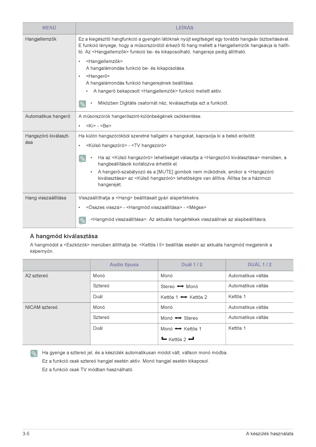 Samsung LS22ELDKF/EN, LS23ELDKF/EN manual Hangmód kiválasztása 