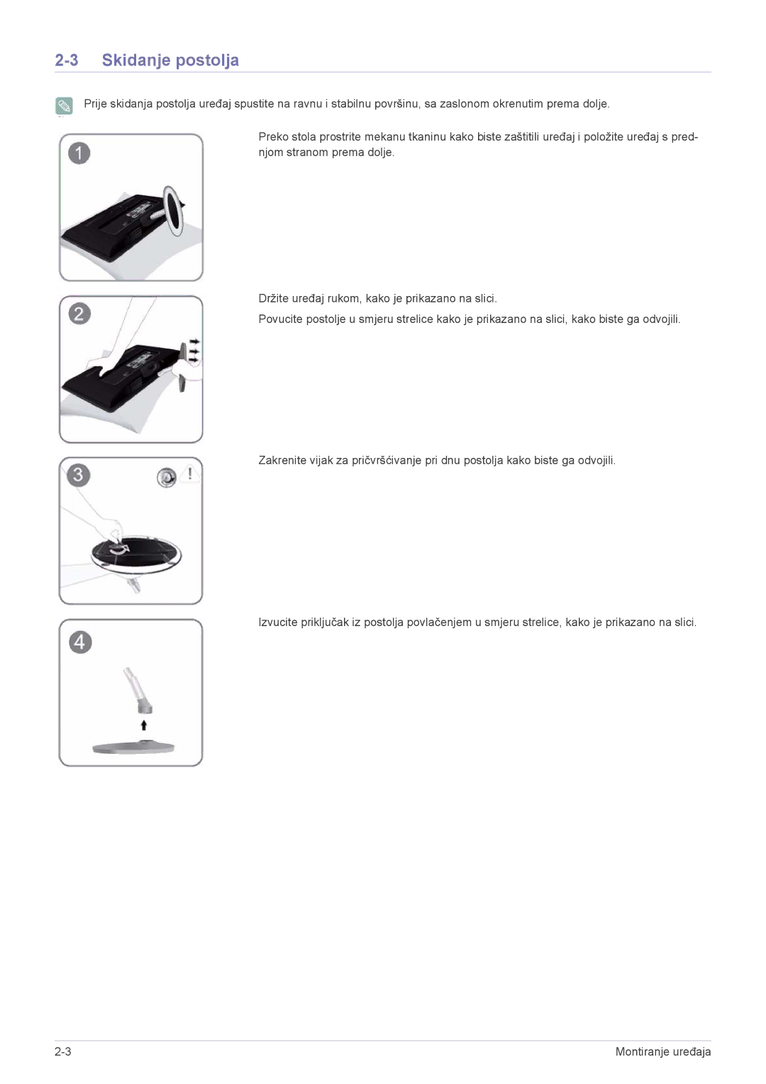 Samsung LS22ELDKF/EN, LS23ELDKF/EN manual Skidanje postolja 