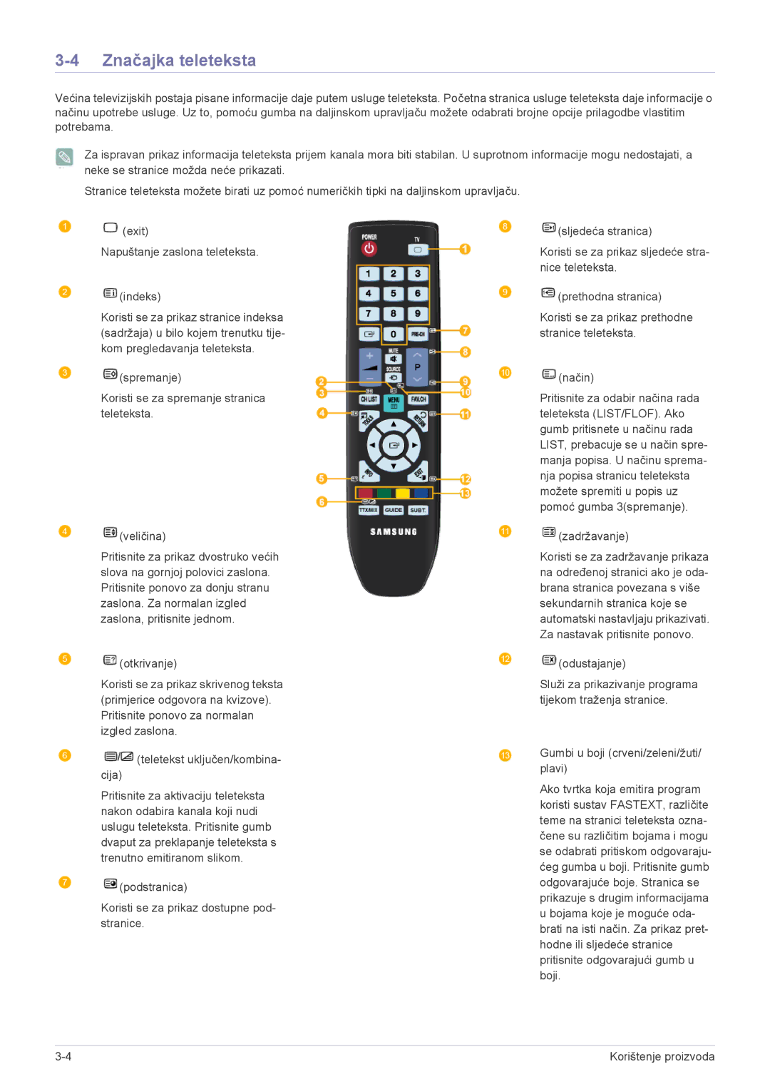 Samsung LS22ELDKF/EN, LS23ELDKF/EN manual Značajka teleteksta, Zadržavanje 