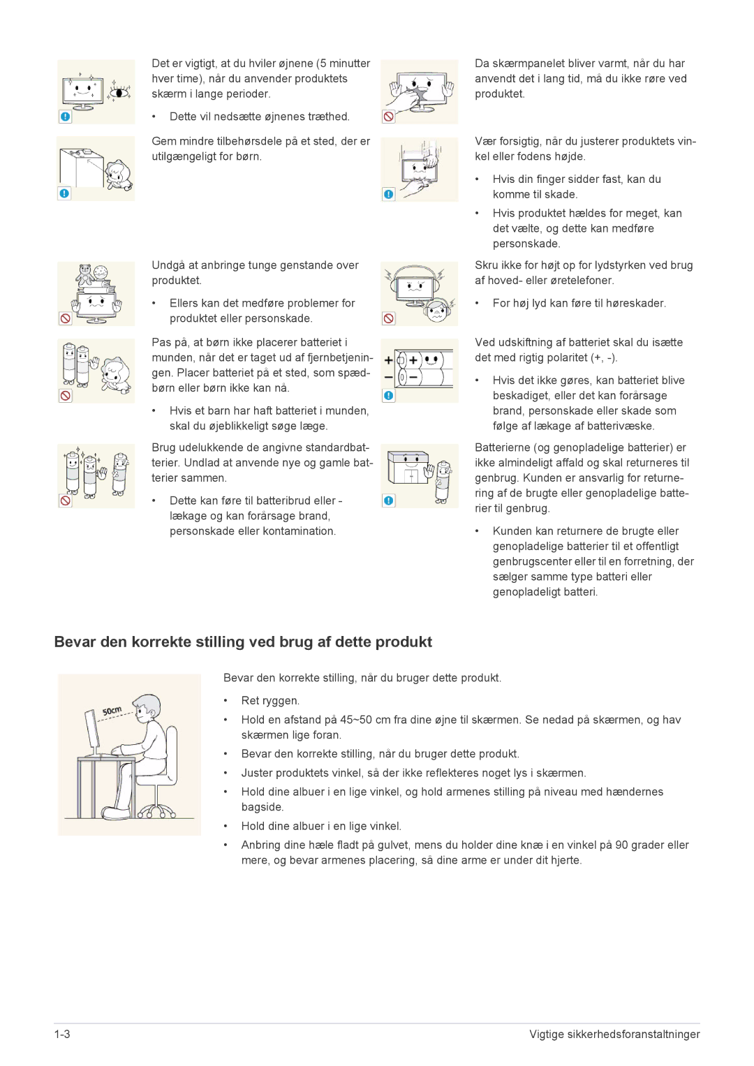 Samsung LS22ELDKF/XE, LS23ELDKF/XE manual Bevar den korrekte stilling ved brug af dette produkt 