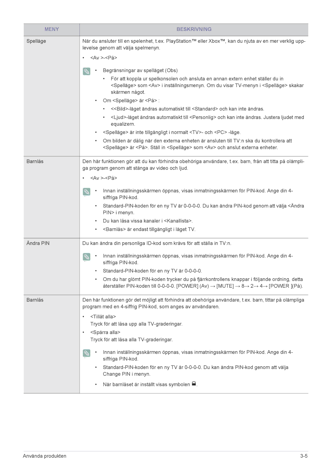 Samsung LS23ELDKF/XE, LS22ELDKF/XE manual Levelse genom att välja spelmenyn 