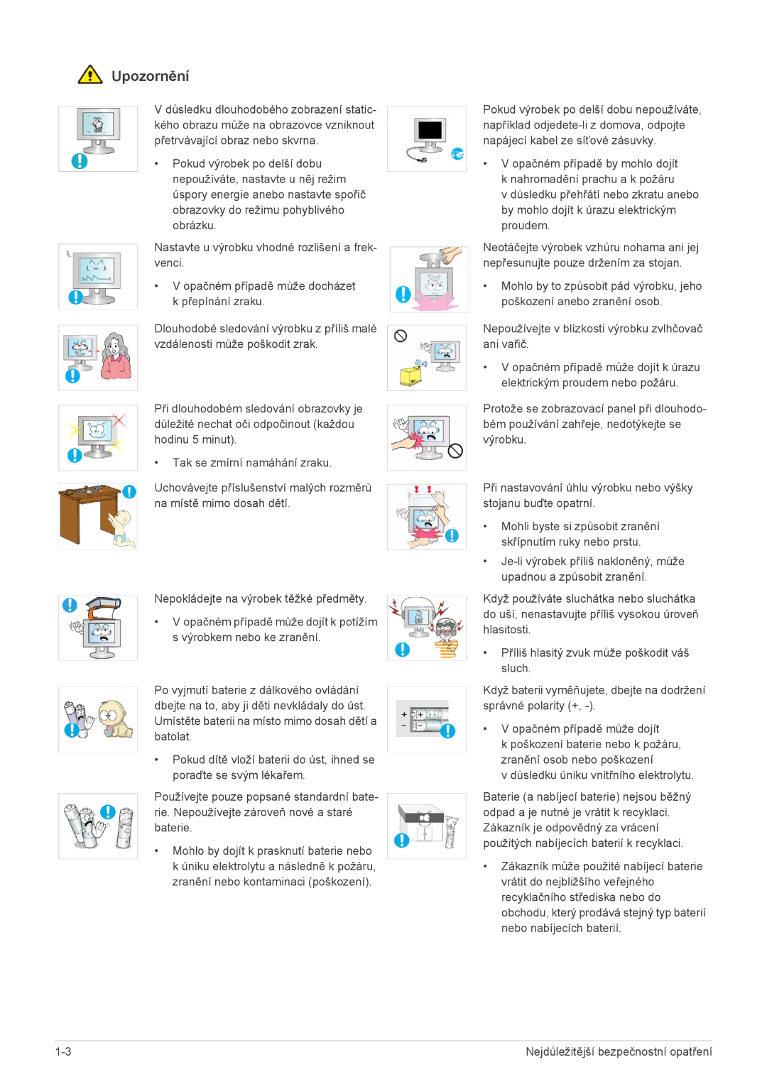 Samsung LS22EMDKU/EN, LS23EMDKU/EN, LS22EMDKF/EN manual Upozornění 