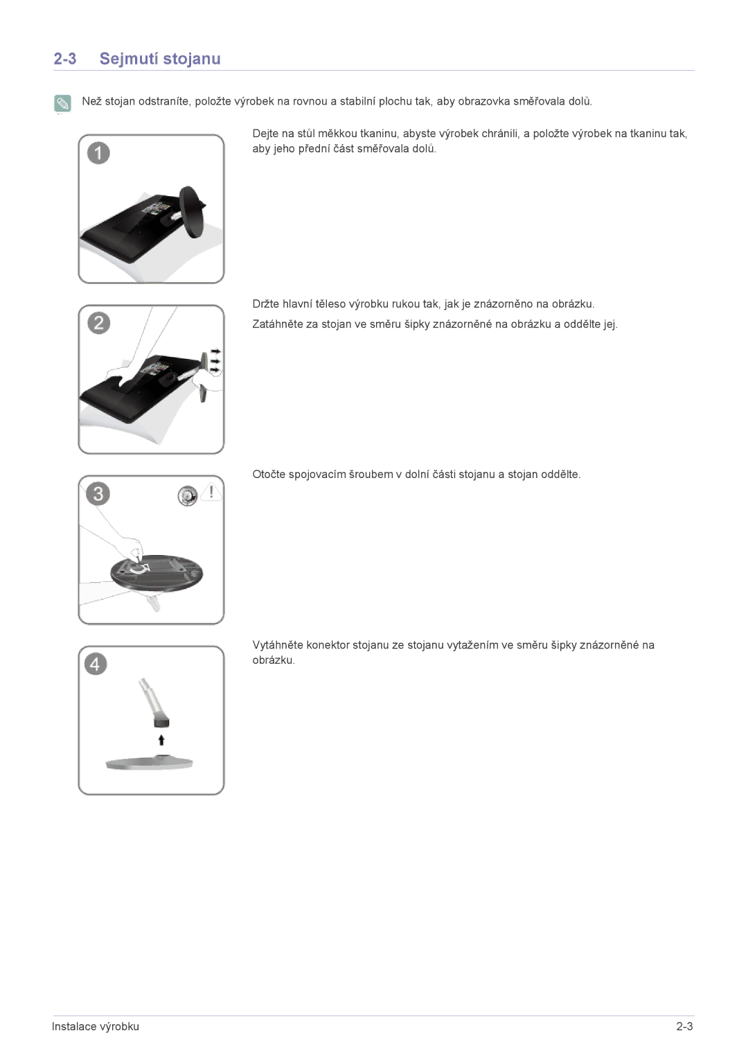 Samsung LS22EMDKF/EN, LS22EMDKU/EN, LS23EMDKU/EN manual Sejmutí stojanu 