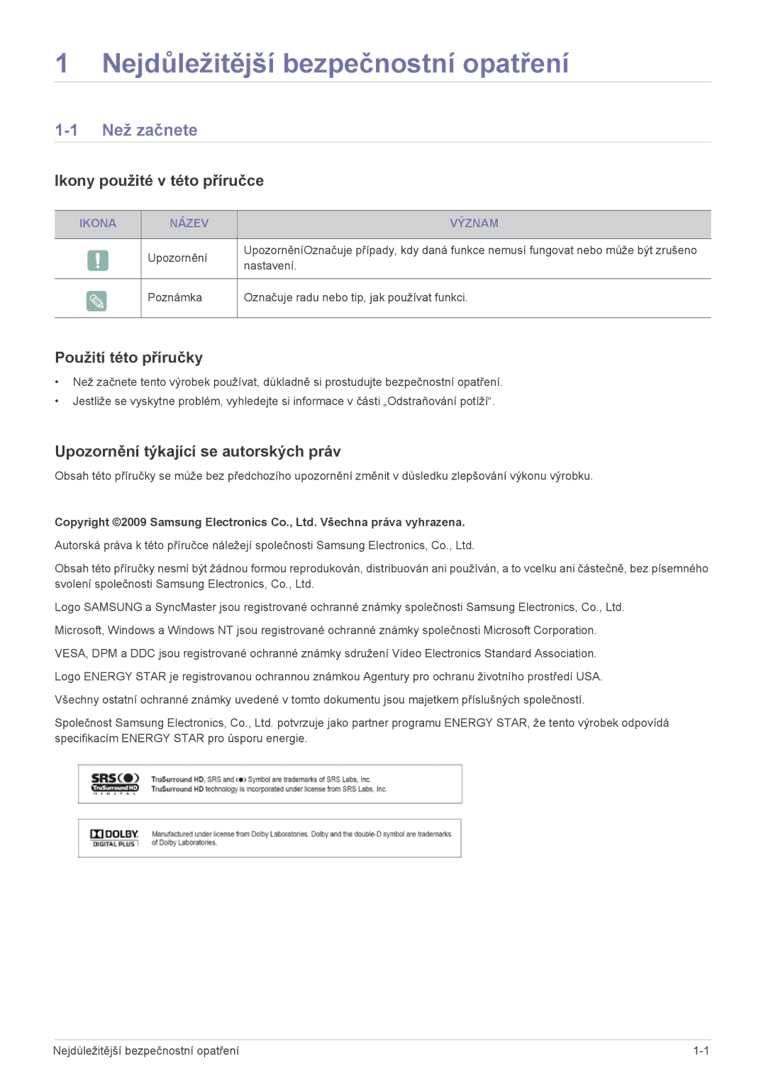 Samsung LS22EMDKF/EN, LS22EMDKU/EN Než začnete, Ikony použité v této příručce, Použití této příručky, Ikona Název Význam 